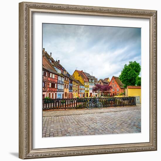 Colmar, Petit Venice, Bridge, Bike and Traditional Houses. Alsace, France.-stevanzz-Framed Photographic Print