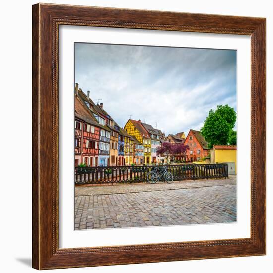 Colmar, Petit Venice, Bridge, Bike and Traditional Houses. Alsace, France.-stevanzz-Framed Photographic Print