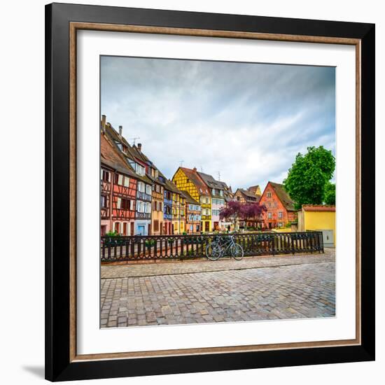 Colmar, Petit Venice, Bridge, Bike and Traditional Houses. Alsace, France.-stevanzz-Framed Photographic Print
