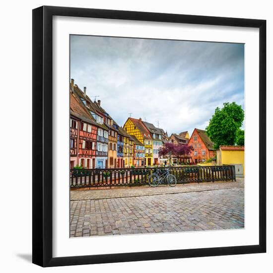 Colmar, Petit Venice, Bridge, Bike and Traditional Houses. Alsace, France.-stevanzz-Framed Photographic Print