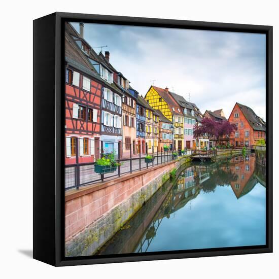 Colmar, Petit Venice, Water Canal and Traditional Houses. Alsace, France.-stevanzz-Framed Premier Image Canvas
