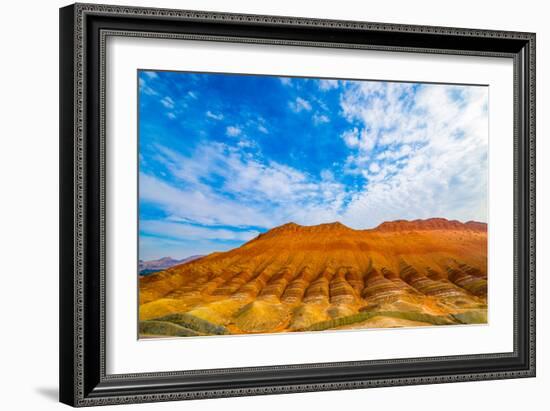 Coloful Forms at Zhanhye Danxie Geo Park, China Gansu Province, Ballands Eroded in Muliple Colors-Tom Till-Framed Photographic Print