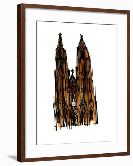 Cologne Cathedral, 1966, ink drawing,-null-Framed Giclee Print