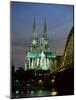 Cologne Cathedral, and Hohenzollern Bridge at Night, North Rhine Westphalia-Yadid Levy-Mounted Photographic Print