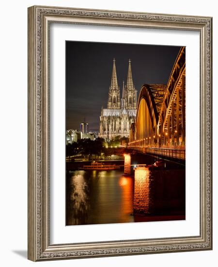 Cologne Cathedral, Dusk, Illuminated-Marc Gilsdorf-Framed Photographic Print