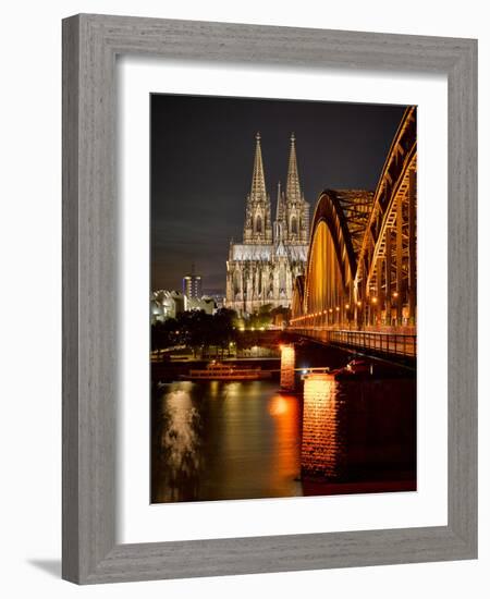 Cologne Cathedral, Dusk, Illuminated-Marc Gilsdorf-Framed Photographic Print