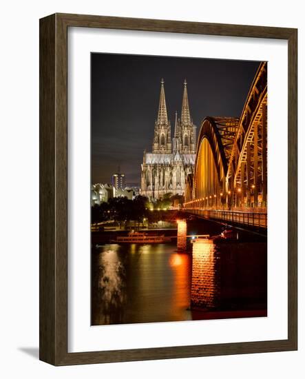 Cologne Cathedral, Dusk, Illuminated-Marc Gilsdorf-Framed Photographic Print