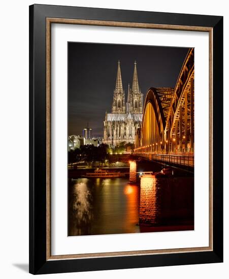 Cologne Cathedral, Dusk, Illuminated-Marc Gilsdorf-Framed Photographic Print