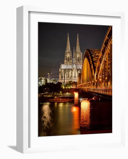 Cologne Cathedral, Dusk, Illuminated-Marc Gilsdorf-Framed Photographic Print