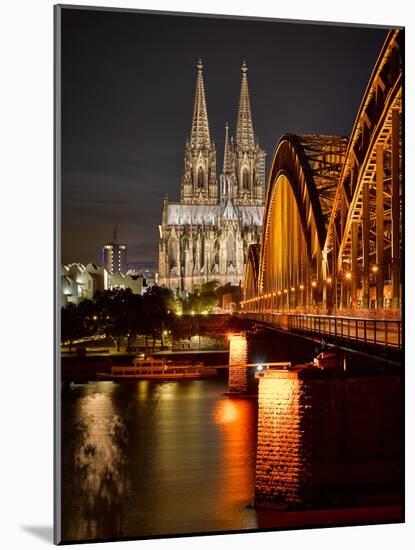 Cologne Cathedral, Dusk, Illuminated-Marc Gilsdorf-Mounted Photographic Print