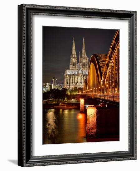 Cologne Cathedral, Dusk, Illuminated-Marc Gilsdorf-Framed Photographic Print