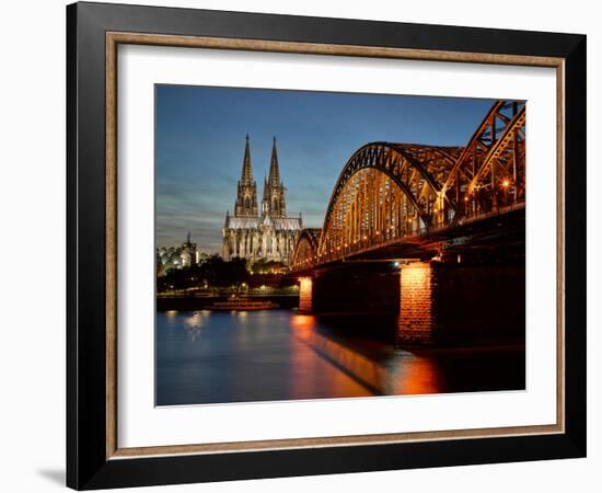 Cologne Cathedral, Dusk, Illuminated-Marc Gilsdorf-Framed Photographic Print