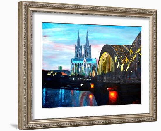 Cologne Cathedral with Hohenzollern Bridge-Markus Bleichner-Framed Art Print