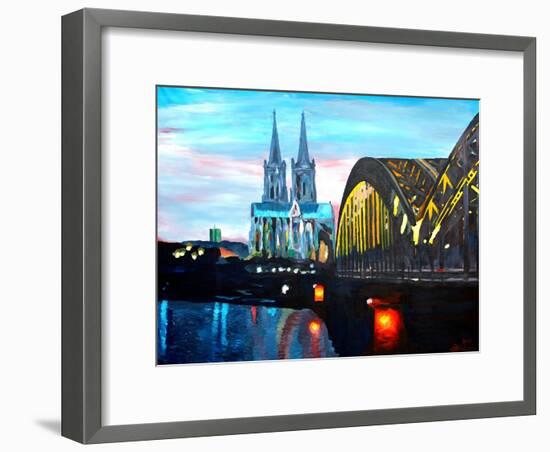 Cologne Cathedral with Hohenzollern Bridge-Markus Bleichner-Framed Art Print