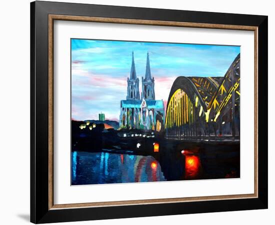 Cologne Cathedral with Hohenzollern Bridge-Markus Bleichner-Framed Art Print