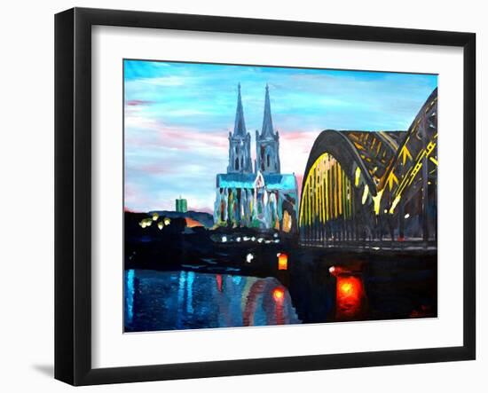 Cologne Cathedral with Hohenzollern Bridge-Markus Bleichner-Framed Art Print