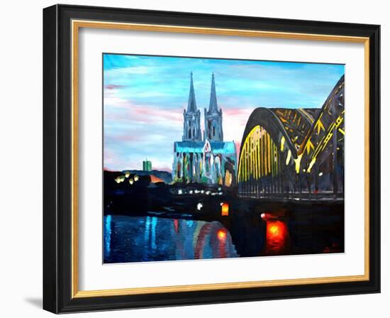 Cologne Cathedral with Hohenzollern Bridge-Markus Bleichner-Framed Art Print