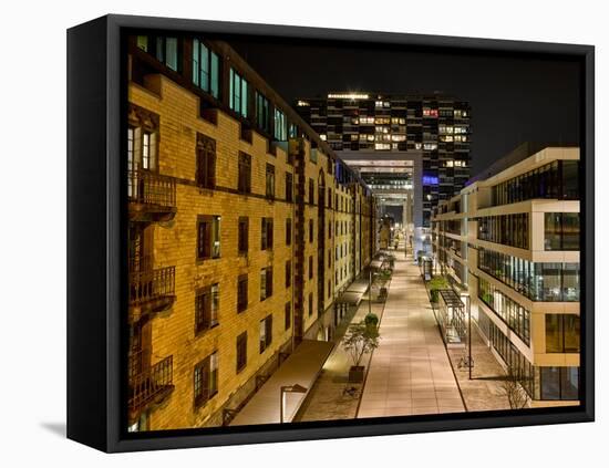 Cologne, Crane Houses in the Rheinauhafen, Dusk, Illuminated-Marc Gilsdorf-Framed Premier Image Canvas