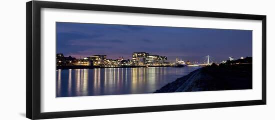 Cologne, Crane Houses on the Rhine, Dusk, Illuminated-Marc Gilsdorf-Framed Photographic Print