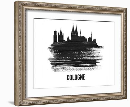 Cologne Skyline Brush Stroke - Black II-NaxArt-Framed Art Print