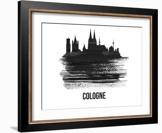 Cologne Skyline Brush Stroke - Black II-NaxArt-Framed Art Print