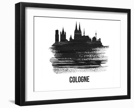 Cologne Skyline Brush Stroke - Black II-NaxArt-Framed Art Print