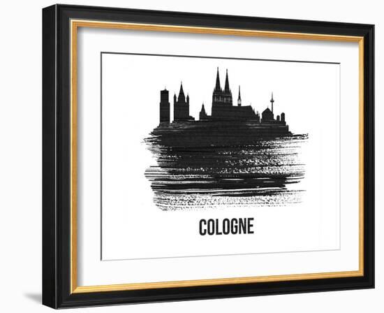 Cologne Skyline Brush Stroke - Black II-NaxArt-Framed Art Print