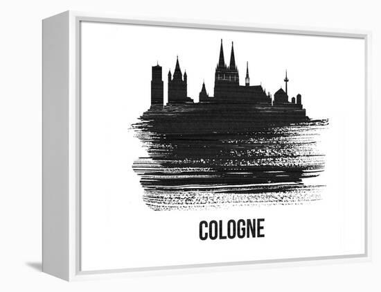 Cologne Skyline Brush Stroke - Black II-NaxArt-Framed Stretched Canvas