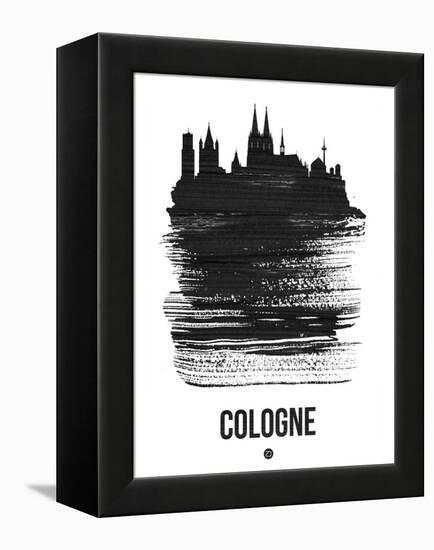 Cologne Skyline Brush Stroke - Black-NaxArt-Framed Stretched Canvas