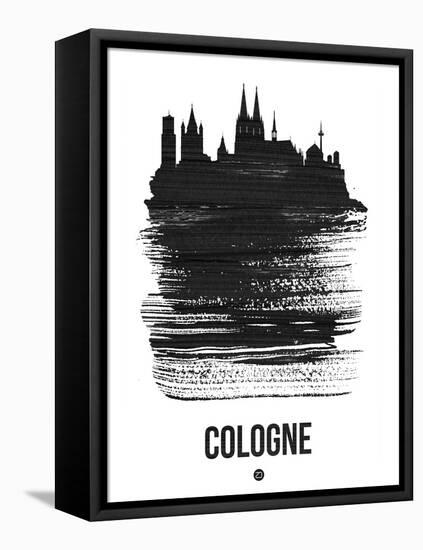 Cologne Skyline Brush Stroke - Black-NaxArt-Framed Stretched Canvas