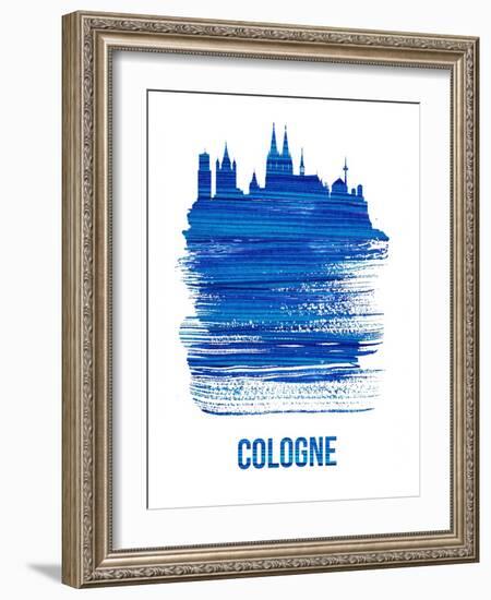Cologne Skyline Brush Stroke - Blue-NaxArt-Framed Art Print