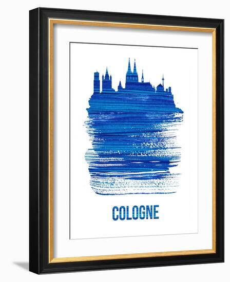 Cologne Skyline Brush Stroke - Blue-NaxArt-Framed Art Print