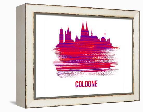 Cologne Skyline Brush Stroke - Red-NaxArt-Framed Stretched Canvas