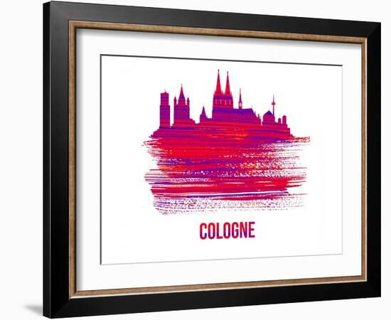 Cologne Skyline Brush Stroke - Red-NaxArt-Framed Art Print