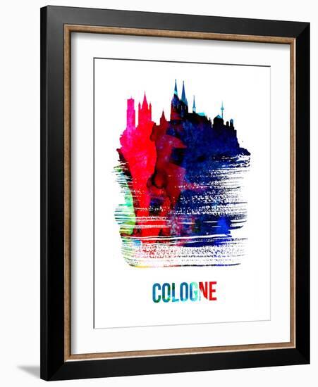 Cologne Skyline Brush Stroke - Watercolor-NaxArt-Framed Art Print