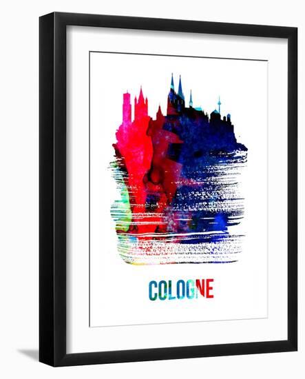 Cologne Skyline Brush Stroke - Watercolor-NaxArt-Framed Art Print
