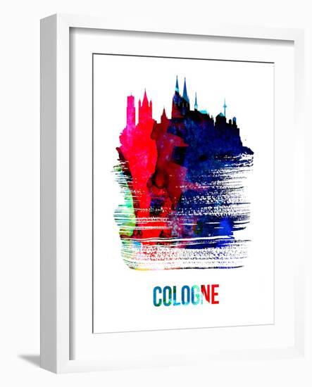 Cologne Skyline Brush Stroke - Watercolor-NaxArt-Framed Art Print