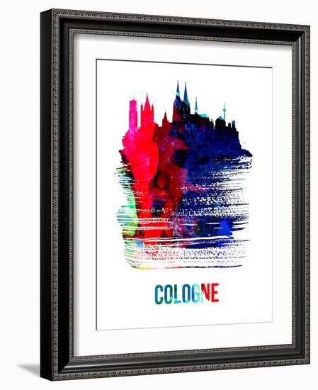 Cologne Skyline Brush Stroke - Watercolor-NaxArt-Framed Art Print