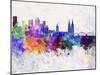 Cologne Skyline in Watercolor Background-paulrommer-Mounted Art Print