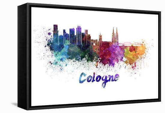 Cologne Skyline in Watercolor-paulrommer-Framed Stretched Canvas