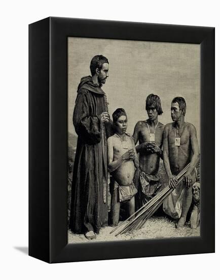 Colombia. Augustinian Recollect Friar Converting Guahibos Indians., 1887-null-Framed Premier Image Canvas