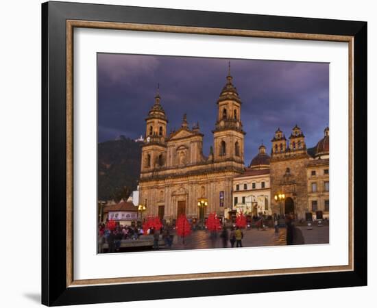 Colombia, Bogota, Plaza De Bolivar, Neoclassical Cathedral Primada De Colombia at Christmas-Jane Sweeney-Framed Photographic Print