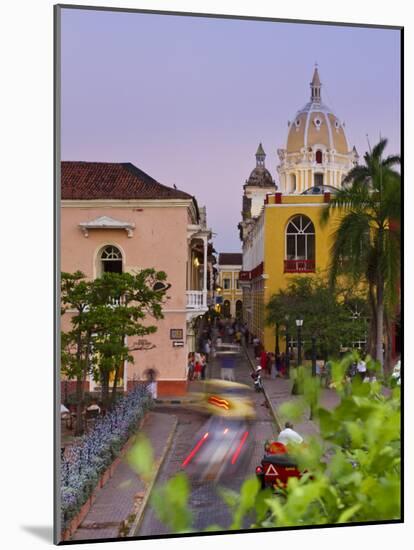 Colombia, Bolivar, Cartagena De Indias, Plaza Santa Teresa, Horse Cart and San Pedro Claver Church-Jane Sweeney-Mounted Photographic Print