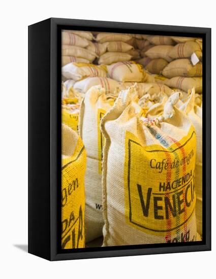 Colombia, Caldas, Manizales, Hacienda Venecia, Coffee in Sisal Bags Ready for Export-Jane Sweeney-Framed Premier Image Canvas