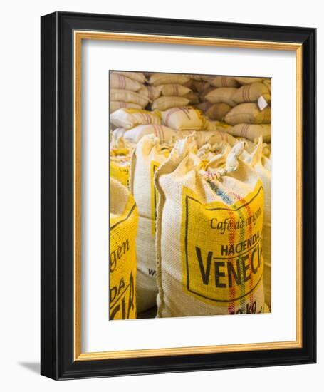 Colombia, Caldas, Manizales, Hacienda Venecia, Coffee in Sisal Bags Ready for Export-Jane Sweeney-Framed Photographic Print