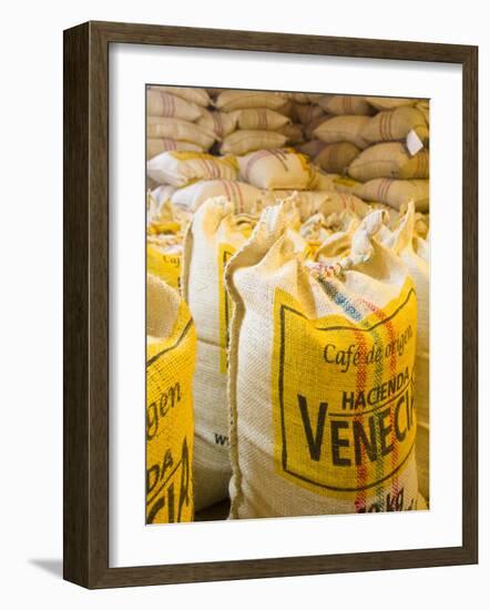 Colombia, Caldas, Manizales, Hacienda Venecia, Coffee in Sisal Bags Ready for Export-Jane Sweeney-Framed Photographic Print