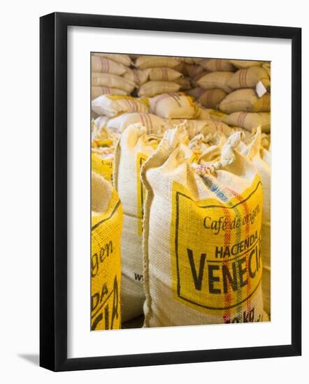 Colombia, Caldas, Manizales, Hacienda Venecia, Coffee in Sisal Bags Ready for Export-Jane Sweeney-Framed Photographic Print