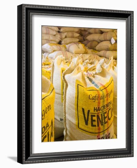 Colombia, Caldas, Manizales, Hacienda Venecia, Coffee in Sisal Bags Ready for Export-Jane Sweeney-Framed Photographic Print