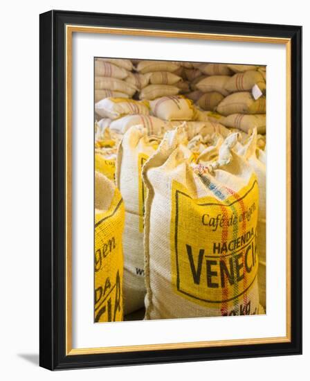 Colombia, Caldas, Manizales, Hacienda Venecia, Coffee in Sisal Bags Ready for Export-Jane Sweeney-Framed Photographic Print