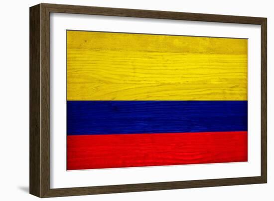 Colombia Flag Design with Wood Patterning - Flags of the World Series-Philippe Hugonnard-Framed Art Print